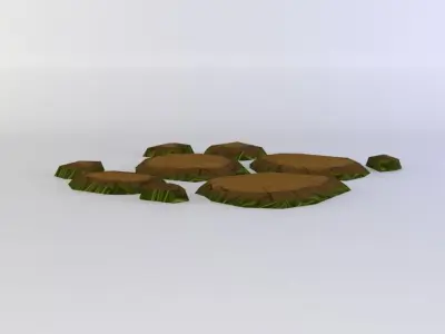 Stepping stone cluster Low-poly 3D model
