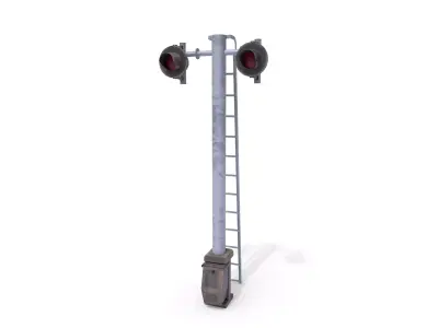 Rail Crossing Traffic Light Weathered 6 3D model
