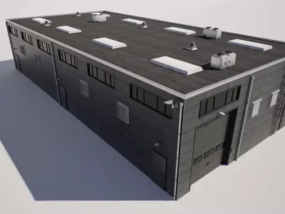 Industrial Warehouse Building Low-poly 3D model