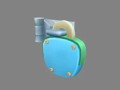 Cartoon padlock Low-poly 3D model