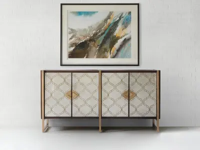 Dark Wood Melange Classic Credenza 3D model