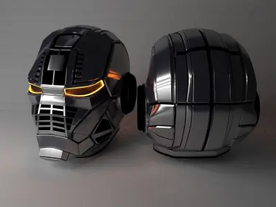 3D Sci-fi space helmet  Low-poly 3D model