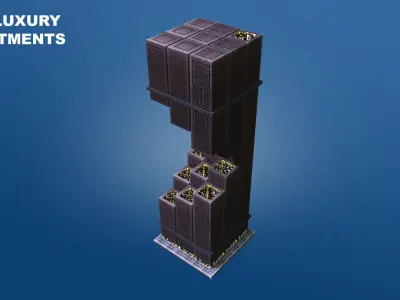 Low Poly Sci-Fi Building 9 - Slums - Pixel City 3D Asset Pack Low-poly 3D model