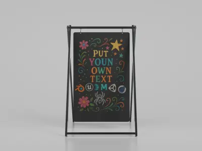 Customizable Double Sided Swinging Steel Chalkboard Sign Low-poly 3D model