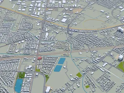 Sugar Land Texas USA 25km Low-poly 3D model
