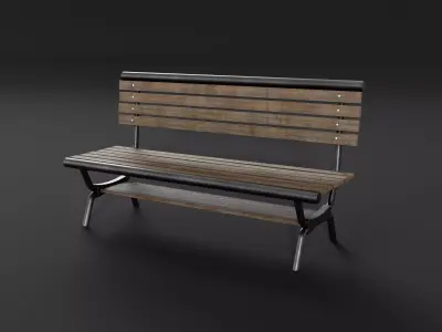 Public Seat bench Low-poly 3D model