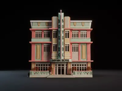 MIAMI VICE CITY ART DECO BUILDING 7 Low-poly 3D model