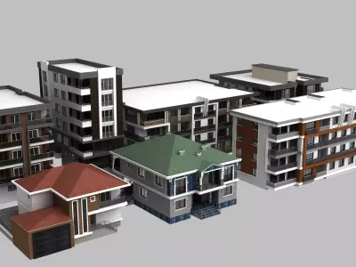 7 building model residential 3D model