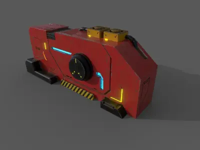 Futuristic container - openable Low-poly 3D model