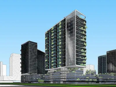 SU model of Wujiang Lot A office park building 3D model