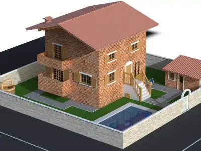 Villa and Wheelchair Elevator 3D model