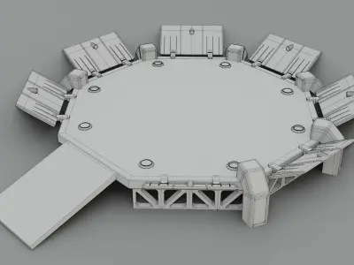 Sci-fi Landing Pad - Low poly - Game ready - PBR Low-poly 3D model