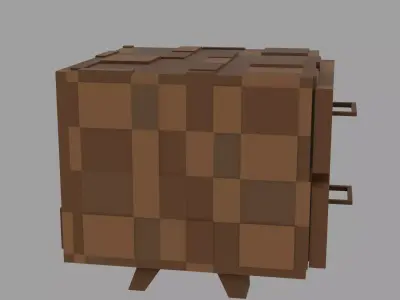 Low Poly Stylized Drawer  Nightstand Game Ready Free low-poly 3D model