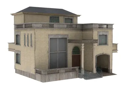 Detailed Realistic 4K Old House Include interior Texture Low-poly 3D model