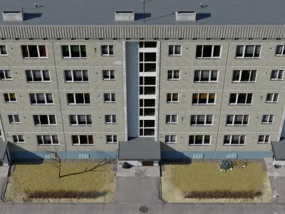 Soviet procedural building Low-poly 3D model