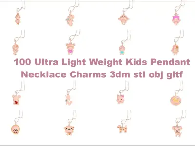100 Ultra Light Weight Kids Pendant Necklace Charms 3dm stl obj 3D Model Pack
