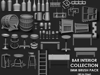Bar Interior Collection Imm Brush Pack 45 in one 3D model