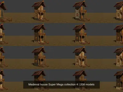 Medieval house Super Mega collection 4 3D Model Pack