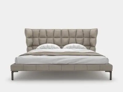 Modern bed with upholstered headboard 3D model