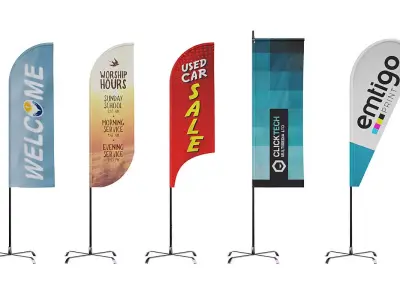 Banner Flag BLENDER 3D Model Cycles 3D model