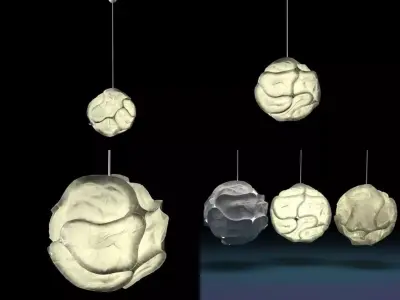 Cloud pendant light made of paper 3D model