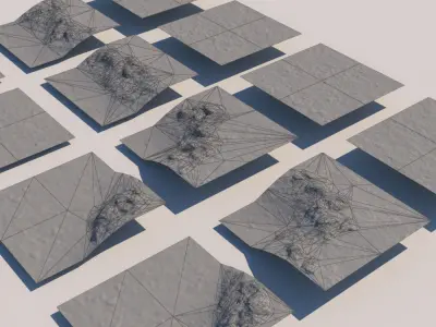 River Lake terrain modules Low-poly 3D model