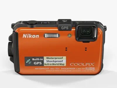 Nikon Coolpix AW100 rugged and proof digital camera Low-poly 3D model