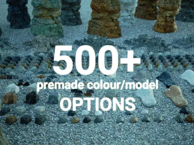Massive Rocks and Stones and Boulders Moss Set 3D Model Pack