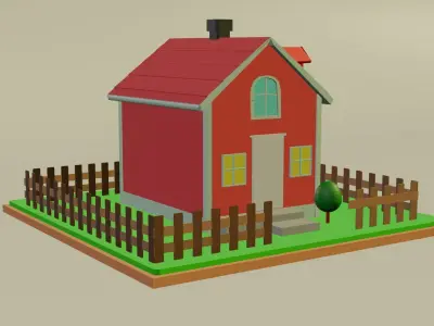 Low Poly Cartoon House Low-poly 3D model purchase