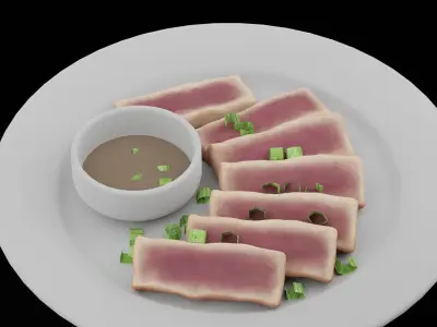 Steam Tuna Slices Low-poly 3D model