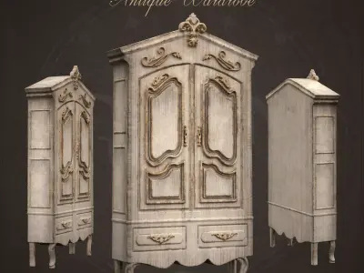 ANTIQUE WARDROBE - VINTAGE CLOSET - RUSTIC - FRENCH ROCOCO STYLE 3D print model purchase