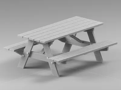 Wood Outdoor Picnic Table 3D model