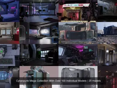 Cyberpunk Mega Collection With Over 100 Individual Models 3D Model Pack