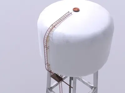 Water tower 2 Low-poly 3D model