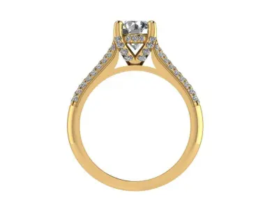 Ring169 gold engagement ring with diamonds 3D print model