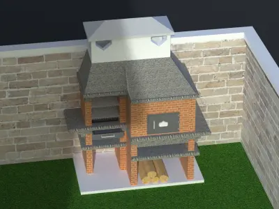 Villa and Wheelchair Elevator 3D model