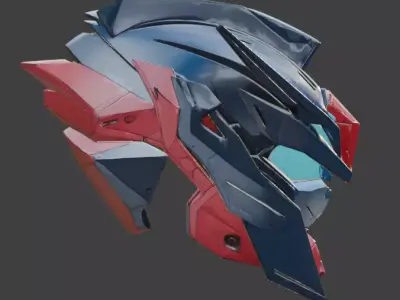Cyber-Mecha Guardian Helmet 3D Model Low-poly 3D model