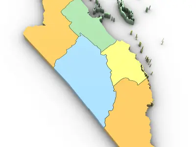 3d Political Map of Belize 3D model