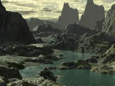 Badlands Mountains Terrain Pack Low-poly 3D model