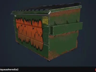 Garbage container Low-poly 3D model 6