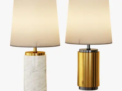 Small Pillar Table Lamp - Antique Brass 3D model
