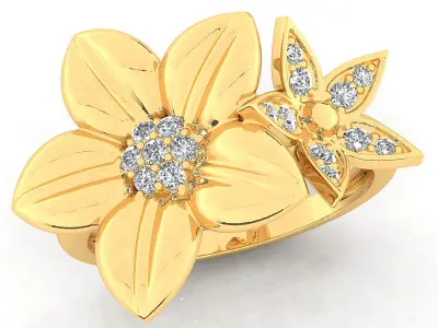 Fancy flower ring 3D print model