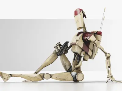 Star Wars Battle Droid Rigged Low-poly 3D model