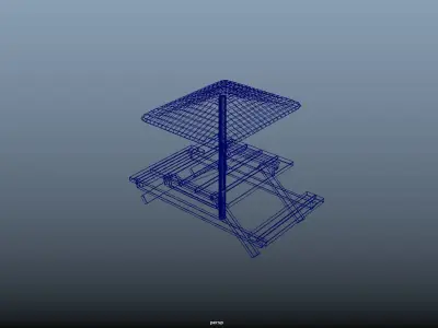 Wooden bench with umbrella Free low-poly 3D model