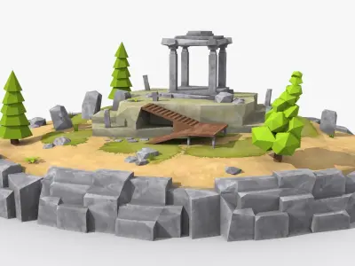 Island cartoon x1  Low-poly 3D model