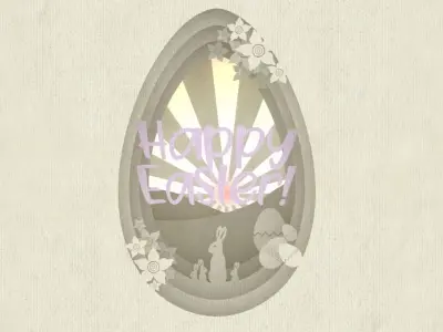 Easter Scene Cardboard Cutout Look 3D model