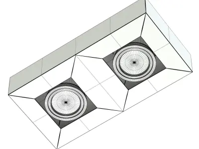 Double Rectangular Halogen Light 3D Model 3D model