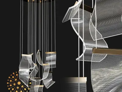 candela chandelier made of glass and metal 3D model