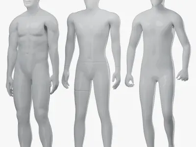  Rigged Male Sport Detailed and Simple Mannequins 