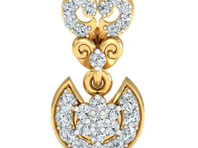 Yellow gold diamond  earring-P2 E-31 3D print model